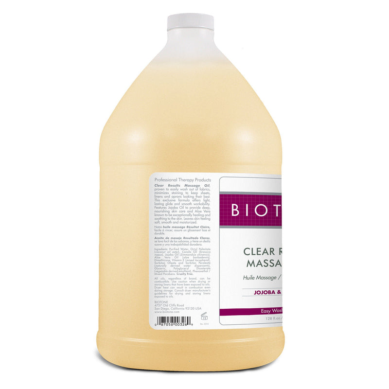 Biotone Clear Results Massage Oil with Jojoba & Aloe Vera, 1-gallon Jug (4/CS)