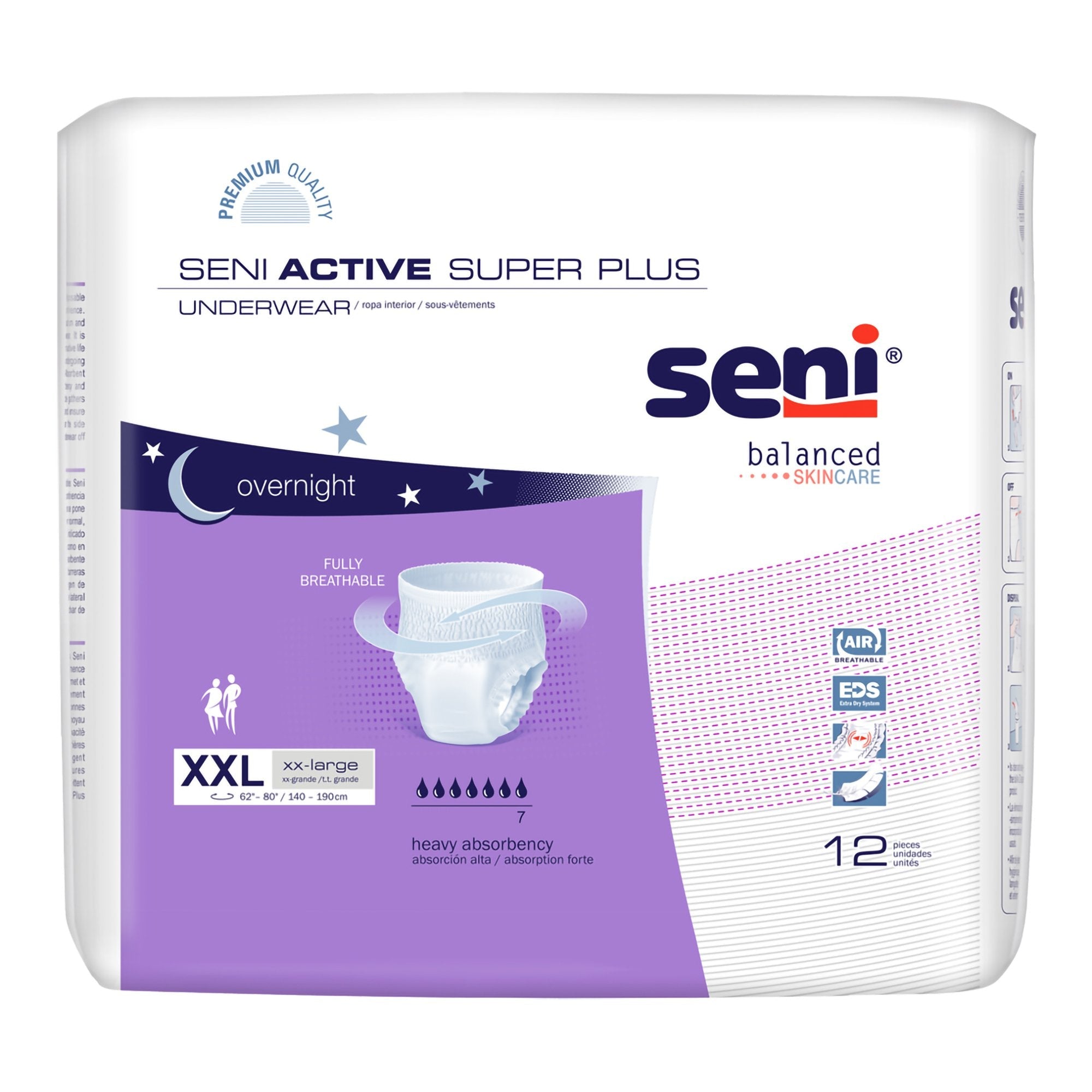 TZMO USA Inc Seni Active Super Plus Overnight Heavy Absorbent Underwear, 2X-Large (48/CS) 