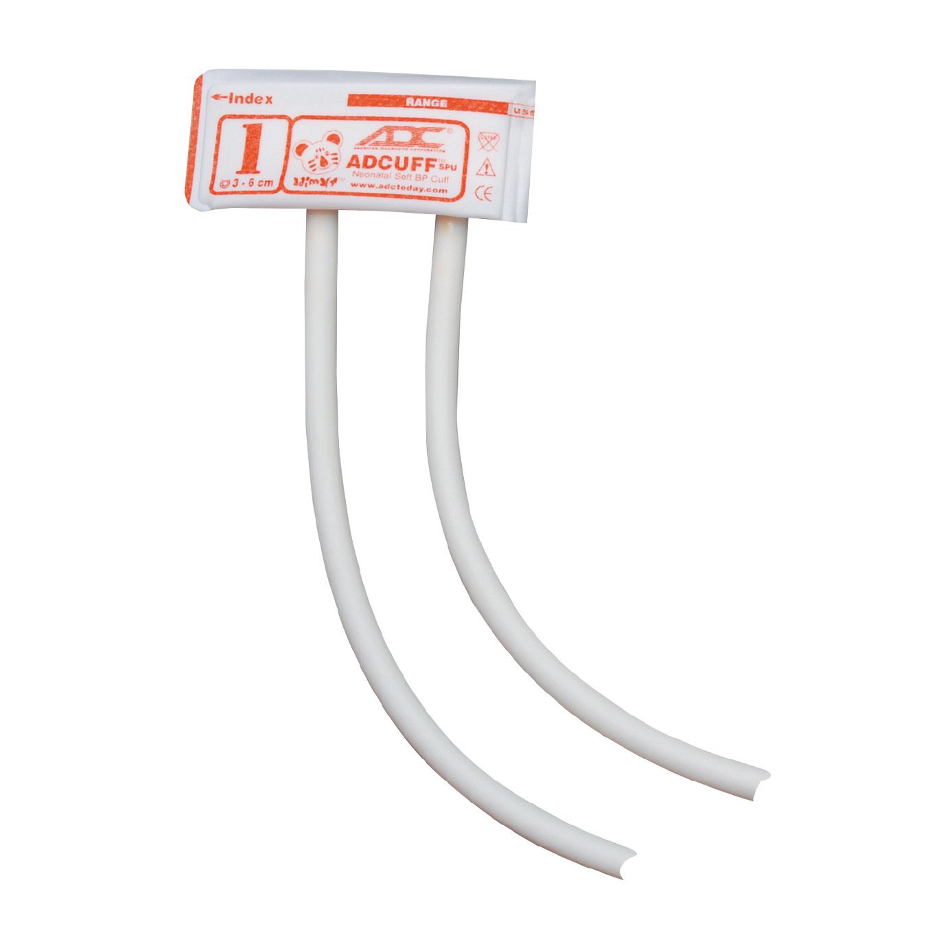 ADC Adcuff Neonatal SPU Cuff and Bladder with Luer Connector - Neonatal Size 1 (Orange) - 2 Tubes