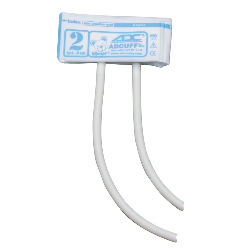 ADC Adcuff Neonatal SPU Cuff and Bladder with Luer Connector (10/Pkg)  Neonatal Size 2 (Light Blue) - 2 Tubes