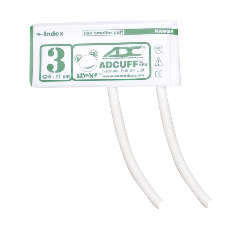 ADC Adcuff Neonatal SPU Cuff and Bladder with Luer Connector (10/Pkg)  Neonatal Size 3 (Green) - 2 Tubes
