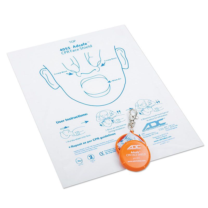 ADC Adsafe CPR Face Shield with Keychain  Orange - Display Packaging