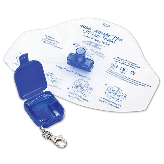 ADC Adsafe Plus CPR Face Shield with One Way Valve Keychain  Royal Blue - Display Packaging