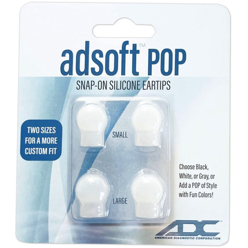 ADC Adsoft POP Snap-On Silicone Eartips  White (Two Pairs)