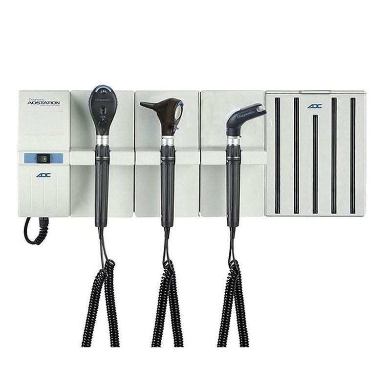 ADC Adstation 56102-6 3.5V Wall Otoscope/Coax Plus Ophthalmoscope/Throat Illuminator Diagnostic Set  Xenon Oto|LED Ophth|Xenon Throat Illum|Dispenser|A