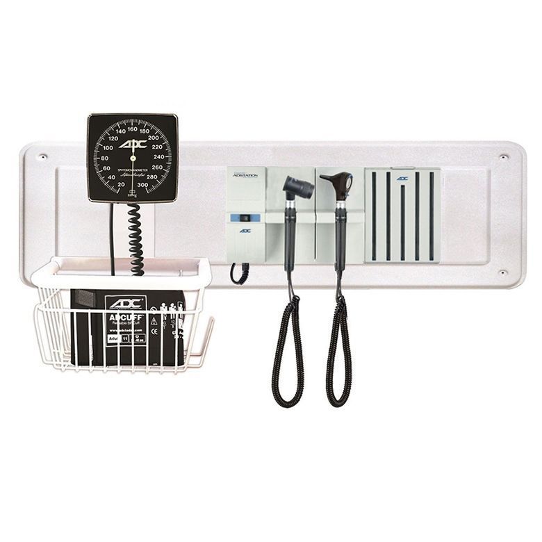 ADC Adstation 5611-35 3.5V Wall Otoscope/Dermascope Diagnostic Set with Wallboard  LED Oto|LED Dermascope|Dispenser|Aneroid