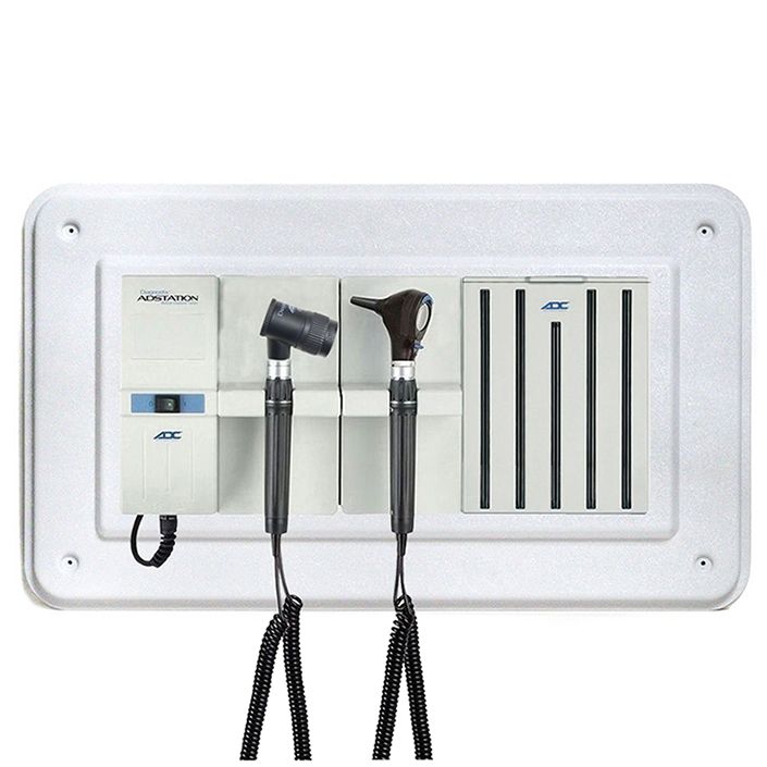 ADC Adstation 5611-35 3.5V Wall Otoscope/Dermascope Diagnostic Set with Wallboard  LED Otoscope/LED Dermascope with Specula Dispenser