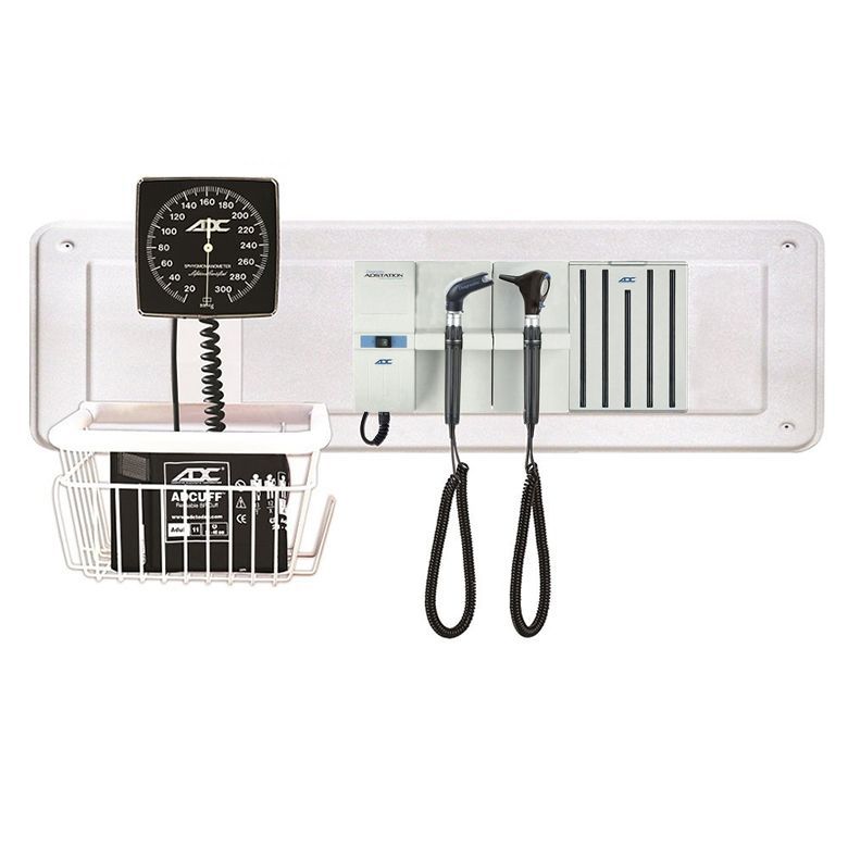 ADC Adstation 5611-36 3.5V Wall Otoscope/Throat Illuminator Diagnostic Set with Wallboard  Xenon Otoscope|LED Throat Illuminator|Aneroid