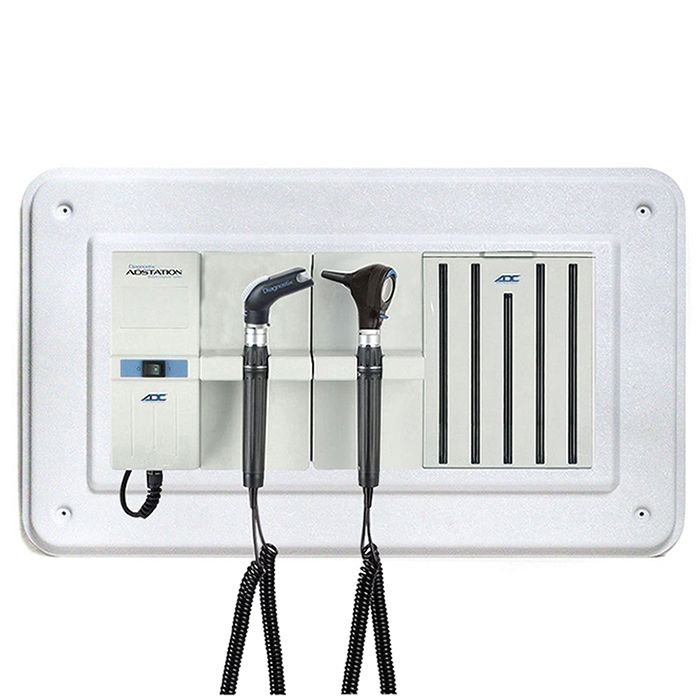 ADC Adstation 5611-36 3.5V Wall Otoscope/Throat Illuminator Diagnostic Set with Wallboard  Xenon Otoscope/LED Throat Illuminator