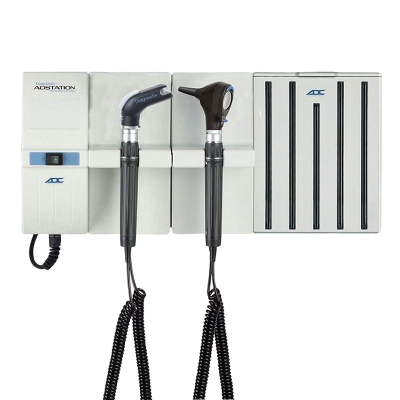 ADC Adstation 5611-6 3.5V Wall Otoscope/Throat Illuminator Diagnostic Set  Xenon Oto|LED Throat Illuminator|Aneroid|Dispenser