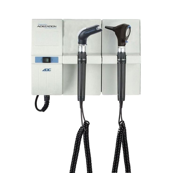 ADC Adstation 5611-6 3.5V Wall Otoscope/Throat Illuminator Diagnostic Set  Xenon Otoscope/LED Throat Illuminator with Clock A
