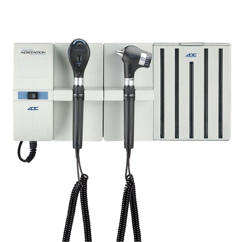 ADC Adstation 56802 3.5V Wall PMV Otoscope/Coax Plus Ophthalmoscope Diagnostic Set with Specula Dispenser