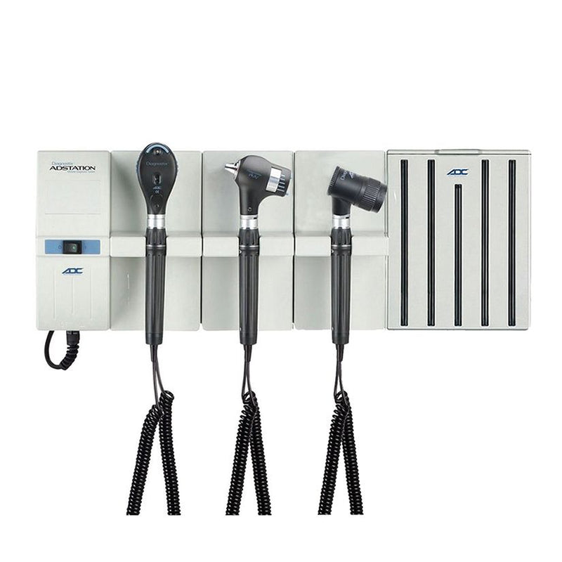 ADC Adstation 56802-5 3.5V Wall PMV Otoscope/Coax Plus Ophthalmoscope/Dermascope Diagnostic Set with Specula Dispenser