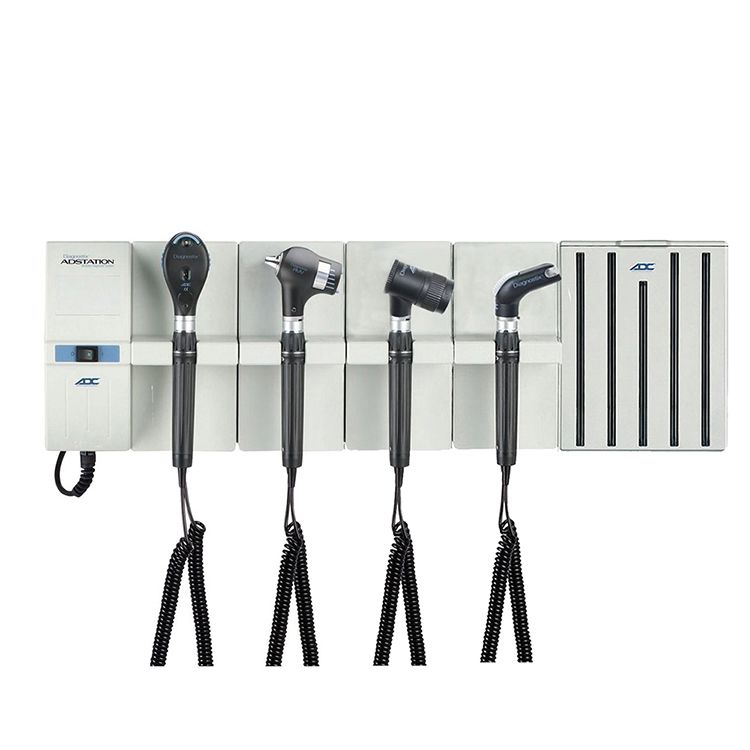 ADC Adstation 56802-56 3.5V Wall PMV Otoscope/Coax Plus Ophthalmoscope/Throat Illuminator/Dermascope Diagnostic Set  Xenon Oto|LED Ophth|Xenon Throat Illum|LED Derma|D
