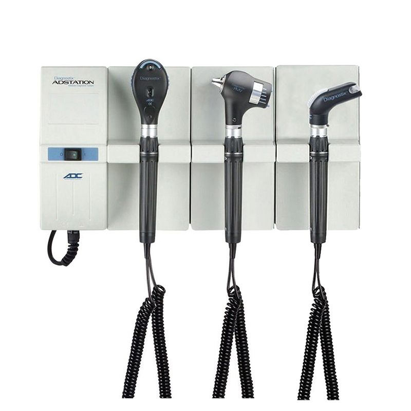 ADC Adstation 56802-6 3.5V Wall PMV Otoscope/Coax Plus Ophthalmoscope/Throat Illuminator Diagnostic Set  Xenon Oto|LED Ophth|Xenon Throat Illuminator|Anero