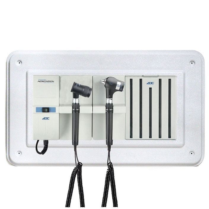 ADC Adstation 5681-35 3.5V Wall PMV Otoscope/Dermascope Diagnostic Set with Wallboard  LED Otoscope/LED Dermascope with Specula Dispenser