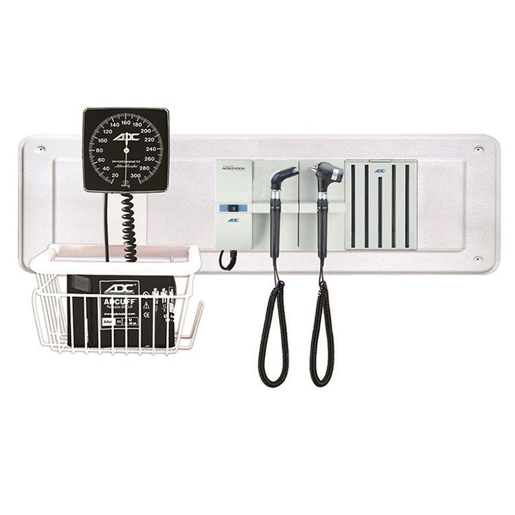 ADC Adstation 5681-36 3.5V Wall PMV Otoscope/Throat Illuminator Diagnostic Set with Wallboard  Xenon Oto|LED Throat Illuminator|Dispenser|Aneroid