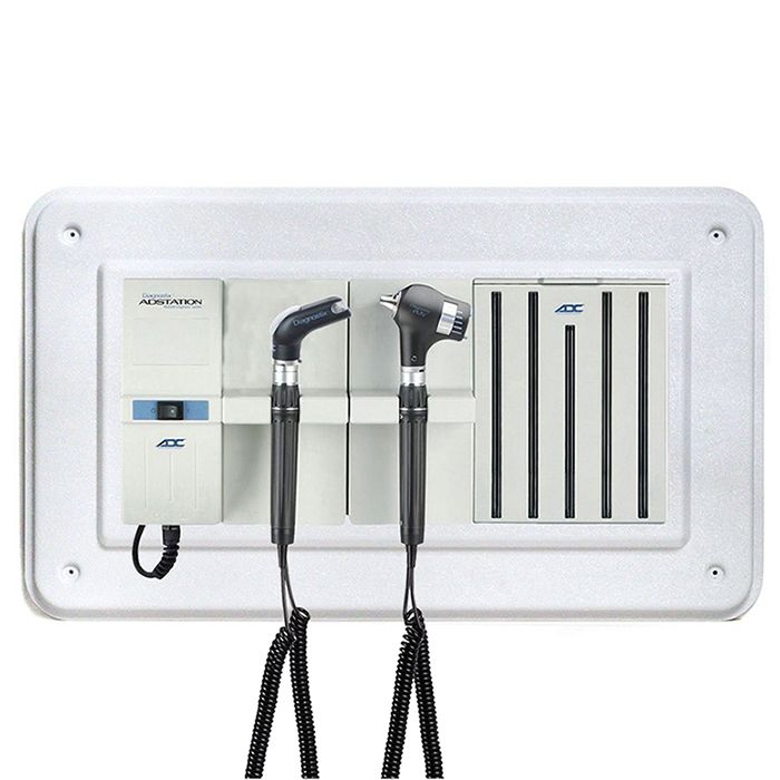 ADC Adstation 5681-36 3.5V Wall PMV Otoscope/Throat Illuminator Diagnostic Set with Wallboard  Xenon Otoscope/LED Throat Illuminator with Specula