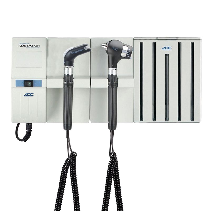 ADC Adstation 5681-6 3.5V Wall PMV Otoscope/Throat Illuminator Diagnostic Set  Xenon Oto|LED Throat Illuminator|Aneroid|Dispenser
