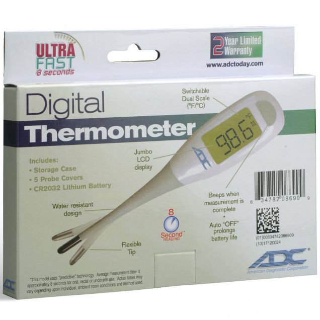 ADC Adtemp 418N Digital Thermometer packaging - back