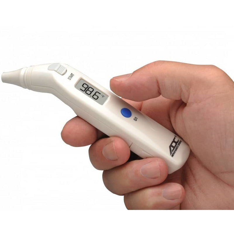 ADC Adtemp 424 Tympanic Infrared Thermometer in hand