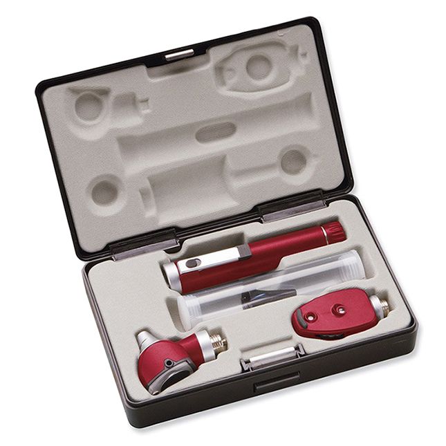 ADC Diagnostix 5110E Single Handle Pocket Otoscope/Ophthalmoscope Diagnostic Set  Burgundy