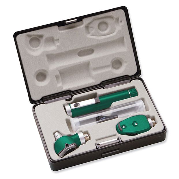 ADC Diagnostix 5110E Single Handle Pocket Otoscope/Ophthalmoscope Diagnostic Set  Green