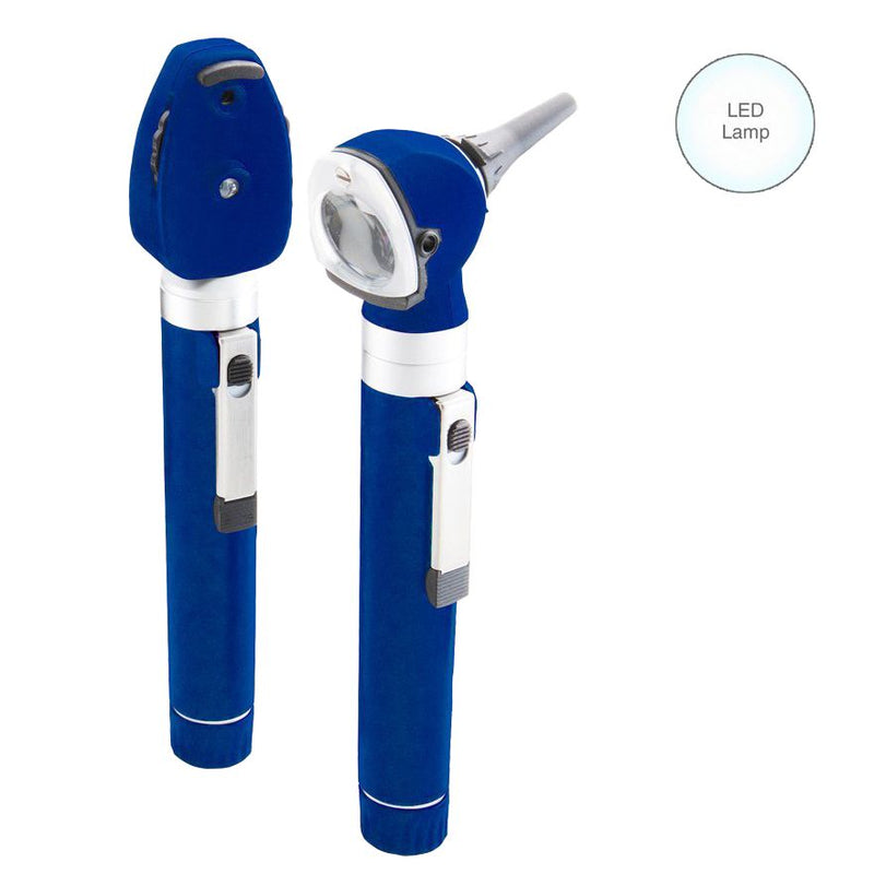 ADC Diagnostix 5110N Dual Handle Pocket Otoscope/Ophthalmoscope Diagnostic Set  Royal Blue Oto|Ophth|LED Lamp|Soft Case