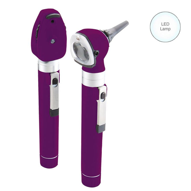 ADC Diagnostix 5110N Dual Handle Pocket Otoscope/Ophthalmoscope Diagnostic Set  Purple-Otoscope-Ophthalmoscope-with-LED-Lamp-and-S