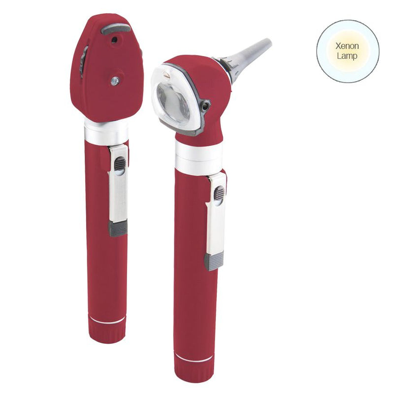 ADC Diagnostix 5110N Dual Handle Pocket Otoscope/Ophthalmoscope Diagnostic Set  Burgundy Oto|Ophth|Xenon Lamp|Soft Case