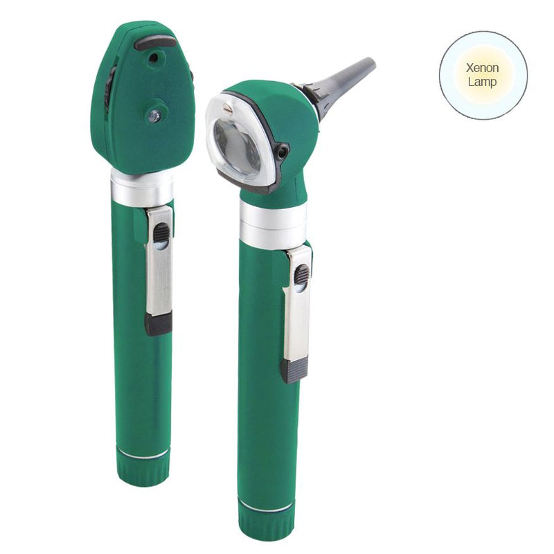 ADC Diagnostix 5110N Dual Handle Pocket Otoscope/Ophthalmoscope Diagnostic Set  Green-Otoscope-Ophthalmoscope-with-Xenon-Lamp-and-