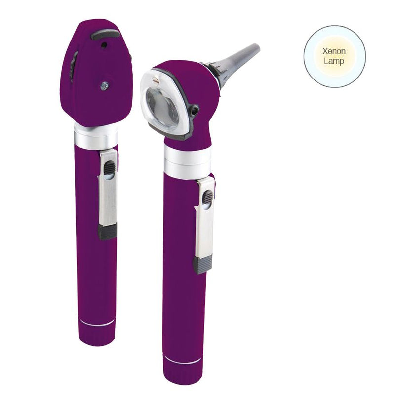 ADC Diagnostix 5110N Dual Handle Pocket Otoscope/Ophthalmoscope Diagnostic Set  Purple Otoscope/Ophthalmoscope with Xenon Lamp and