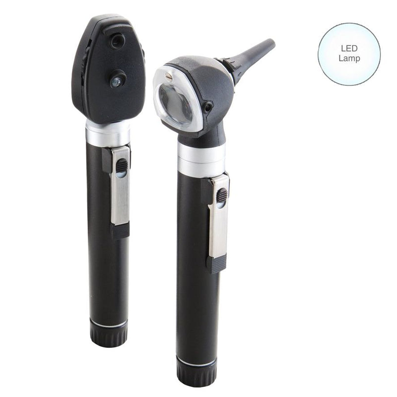 ADC Diagnostix 5110N Dual Handle Pocket Otoscope/Ophthalmoscope Diagnostic Set  Black-Otoscope-Ophthalmoscope-with-LED-Lamp-and-So