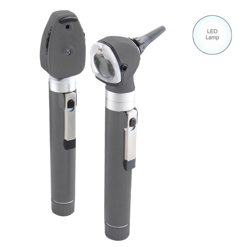 ADC Diagnostix 5110N Dual Handle Pocket Otoscope/Ophthalmoscope Diagnostic Set  Gray Otoscope/Ophthalmoscope with LED Lamp and Sof