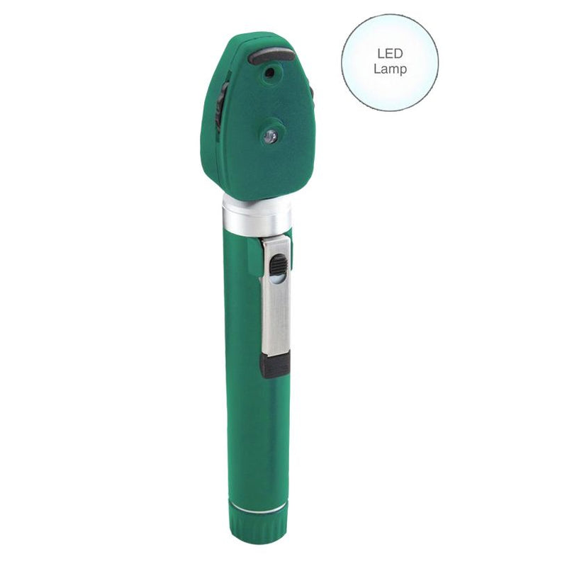 ADC Diagnostix 5112N 2.5V Pocket Ophthalmoscope  Green Ophthalmoscope with LED Lamp and Soft Case