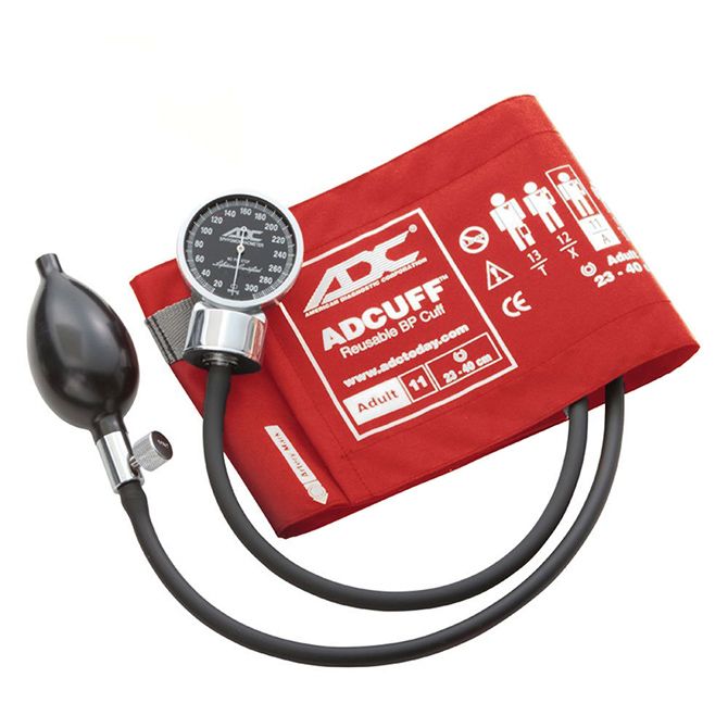 ADC Diagnostix 700 Pocket Aneroid Sphygmomanometer - Adult  Red - Display Packaging