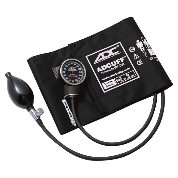 ADC Diagnostix 720 Pocket Aneroid Sphygmomanometer - Large Adult - Black