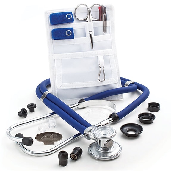 ADC Nurse Combo Adscope 641 Sprague Stethoscope and Pocket Pal II Kit  Royal Blue