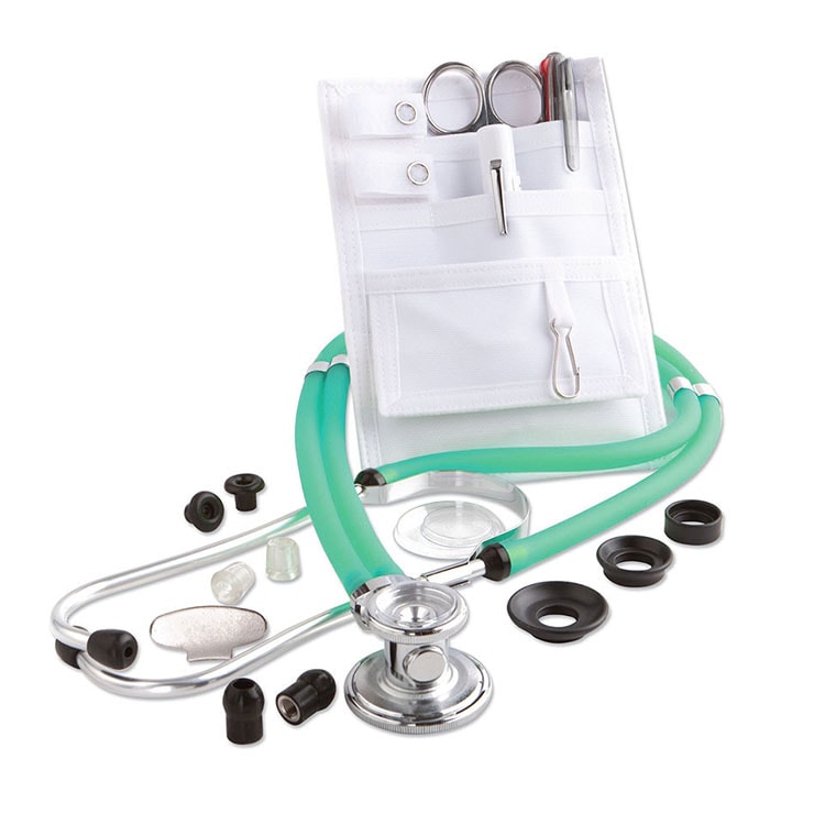 ADC Nurse Combo Adscope 641 Sprague Stethoscope and Pocket Pal II Kit  Frosted Peacock