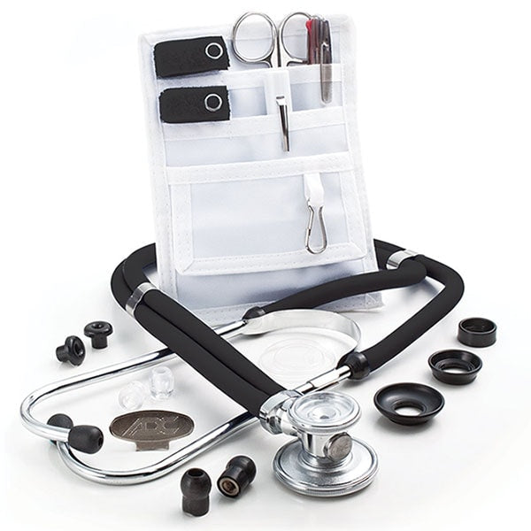 ADC Nurse Combo Adscope 641 Sprague Stethoscope and Pocket Pal II Kit - Black