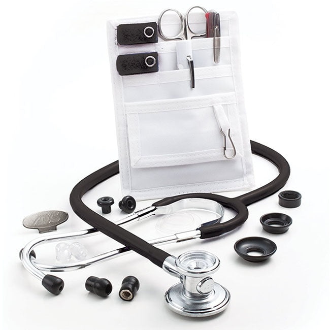 ADC Nurse Combo-One Adscope 647 Sprague-One Stethoscope and Pocket Pal II Kit - Black