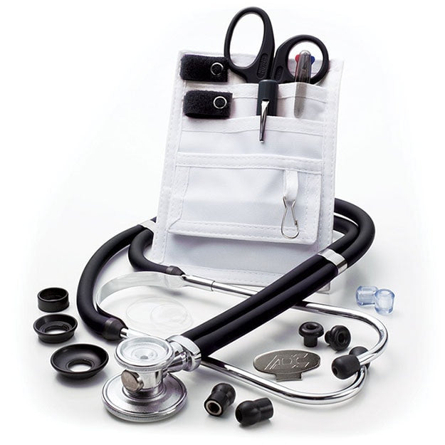 ADC Nurse Combo Plus Adscope 641 Sprague Stethoscope and Pocket Pal III Kit - Black