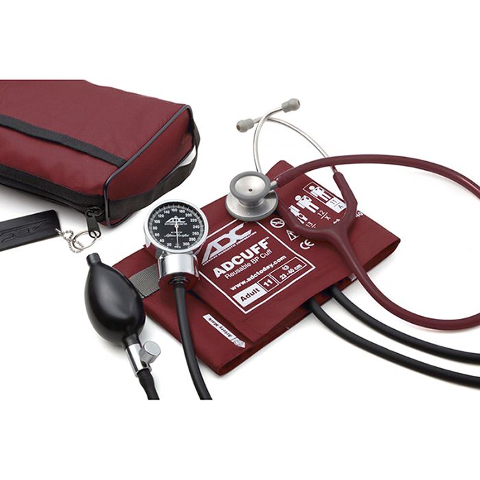 ADC Pro's Combo III 778-603 Pocket Aneroid/Clinician Scope Kit - Burgundy