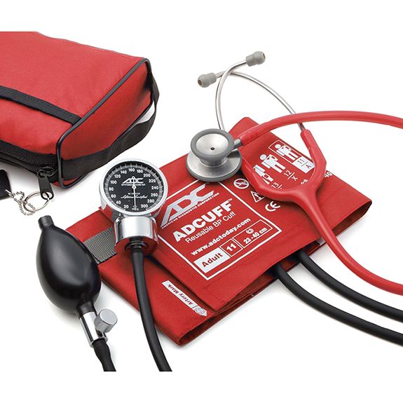 ADC Pro's Combo III 778-603 Pocket Aneroid/Clinician Scope Kit  Red