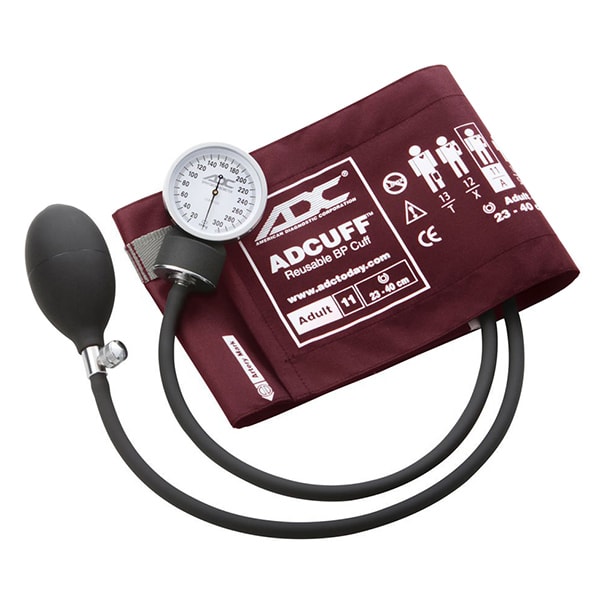 ADC Prosphyg 760 Pocket Aneroid Sphygmomanometer - Adult  Burgundy - Display Packaging