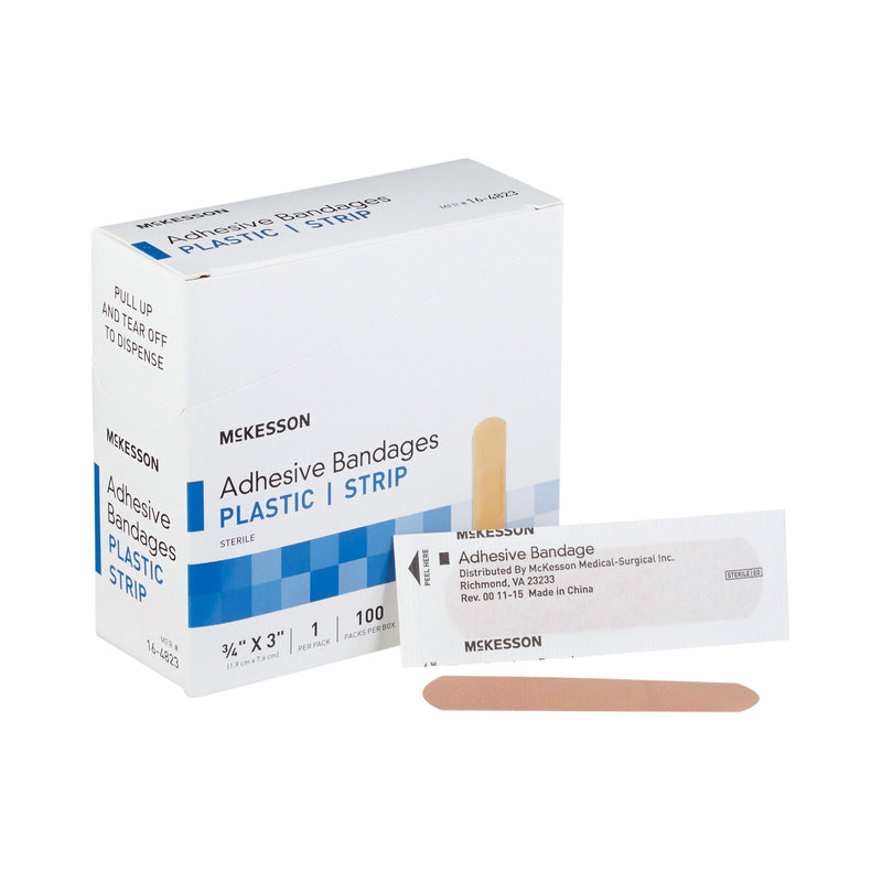 McKesson Adhesive Strip/Plastic Patch, 3/4 x 3 Inch (Case of 24)