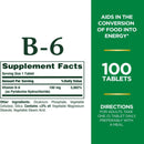 US Nutrition Nature's Bounty Vitamin B-6 100 mg Tablets 