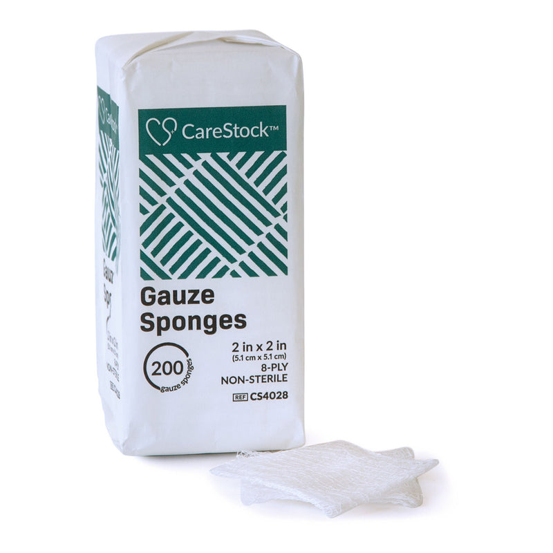 CareStock Gauze Sponge, 2 x 2 in. 8-Ply, Medical-Grade Cotton Wound Dressing (Case of 5000)