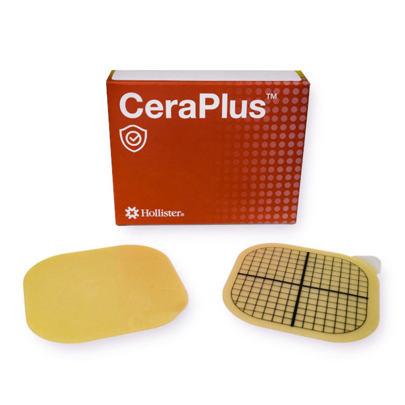 Ostomy Barrier CeraPlus Trim to Fit, Extended Wear Hydrocolloid Up to 3-1/2 Inch Opening 4 X 4 Inch (Box of 5)