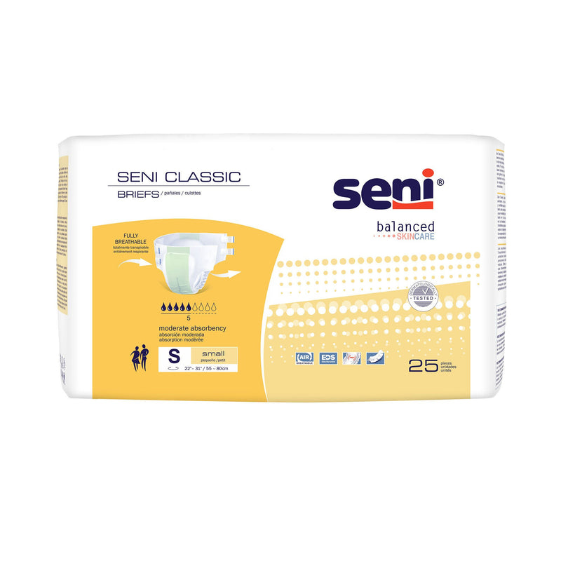 Seni Classic Incontinence Briefs for Men and Women, Moderate Absorbency, Small (100/CS)